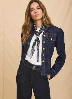 New Dark Indigo Puff Sleeve Denim Jacket Jackets|Denim Jackets
