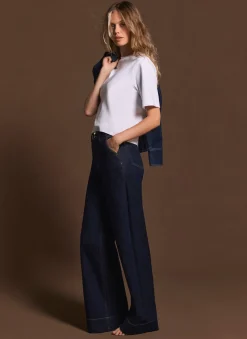Sale Dark Indigo Tailored Wide Jeans Wide Leg Jeans