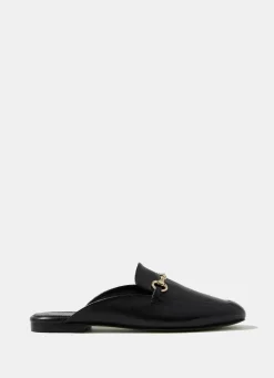 Best Faye Leather Backless Loafers Flat Shoes