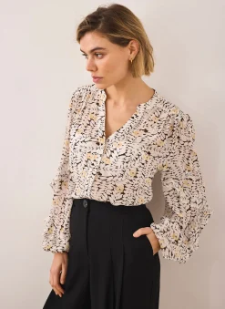 Sale Floral Print Ruffle Blouse Shirts & Blouses