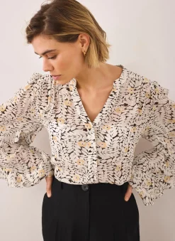 Sale Floral Print Ruffle Blouse Shirts & Blouses