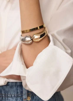 Discount and Silver Tone Mixed Metal Clasp Cuff Jewellery|Jewelry