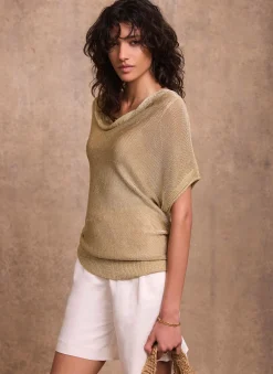 Online Metallic Knit Top Knitted Tops|Knitted Tops