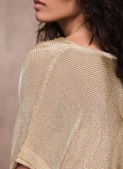 Online Metallic Knit Top Knitted Tops|Knitted Tops