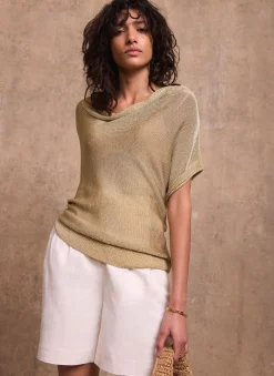 Online Metallic Knit Top Knitted Tops|Knitted Tops