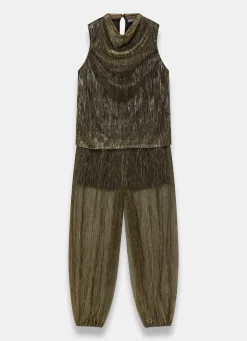 Clearance Plisse Top and Balloon Trousers Set Trousers