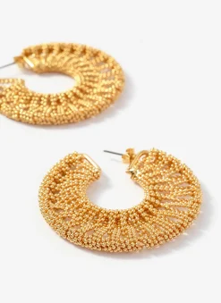New Tone Beaded Hoop Earrings Jewellery|Jewelry