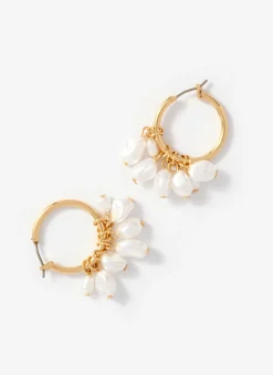 Hot Tone Hoop Mini Pearl Earrings Jewellery|Jewelry
