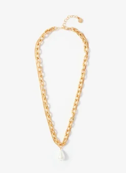 Tone Pearl Drop Double Layered Necklace Jewellery|Jewelry