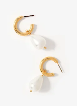 Sale Tone Pearl Drop Hoop Earrings Jewellery|Jewelry