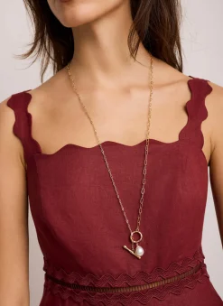 Tone Pearl Lariat Style Necklace Jewellery|Jewelry