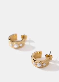 Best Tone Pearl Mini Hoop Earrings Jewellery|Jewelry