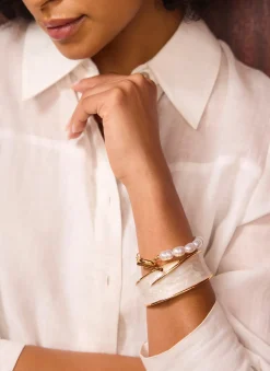 Clearance Gold Tone Pearlescent Bangle Jewellery|Jewelry