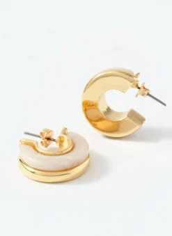 Tone Pearlescent Mini Hoops Jewellery|Jewelry