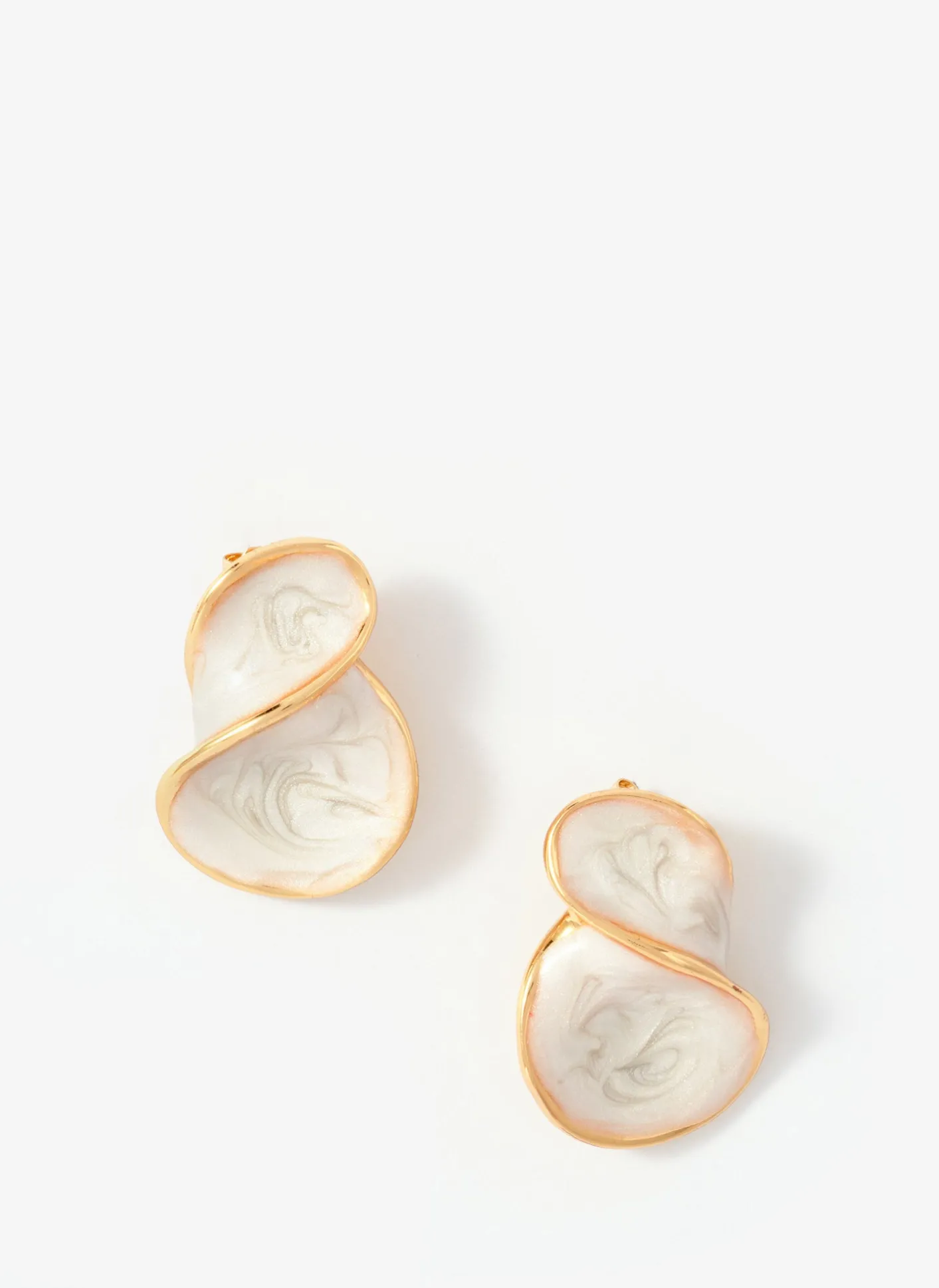 Clearance Gold Tone Pearlescent Wave Earrings Jewellery|Jewelry