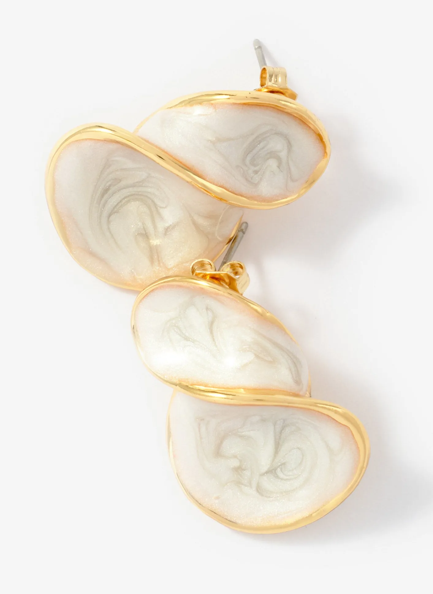 Clearance Gold Tone Pearlescent Wave Earrings Jewellery|Jewelry