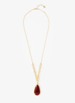 Tone Red Stone Pendant Necklace Jewellery|Jewelry