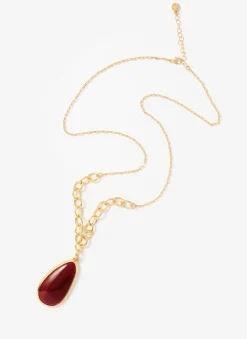 Tone Red Stone Pendant Necklace Jewellery|Jewelry