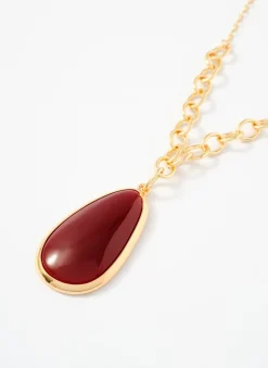 Tone Red Stone Pendant Necklace Jewellery|Jewelry