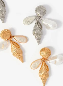Tone Shell Pearl Drop Earrings Jewellery|Jewelry