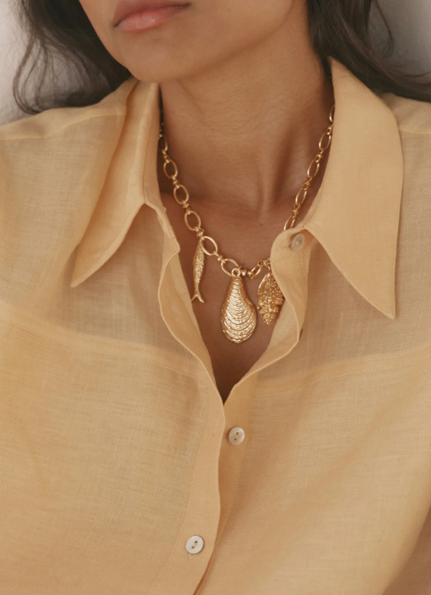 Tone Shell Statement Charm Necklace Jewellery|Jewelry