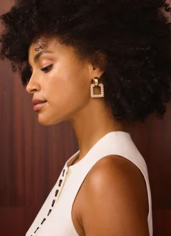 Outlet Tone Statement Square Pearl Earrings Jewellery|Jewelry