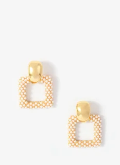 Outlet Tone Statement Square Pearl Earrings Jewellery|Jewelry