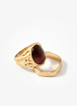 New Tone Two Pack Hammered Rings Jewellery|Jewelry
