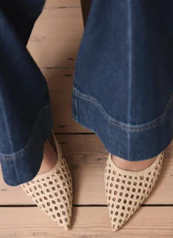 Hot Grace Cream Woven Ballet Flats Flat Shoes