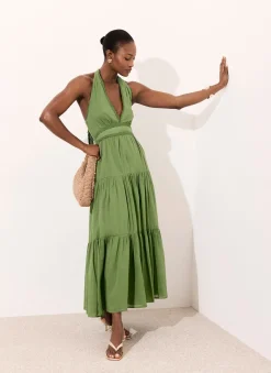 New Cotton Halter Maxi Dress Summer Dresses|Maxi Dresses
