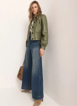 Discount Leather Puff Sleeve Jacket Jackets|Leather & Suede Jackets