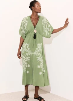 Clearance Palm Print Maxi Beach Dress Summer Dresses|Maxi Dresses
