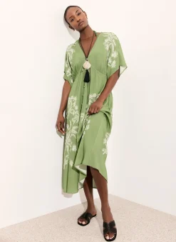 Clearance Palm Print Maxi Beach Dress Summer Dresses|Maxi Dresses