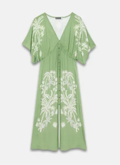Clearance Palm Print Maxi Beach Dress Summer Dresses|Maxi Dresses