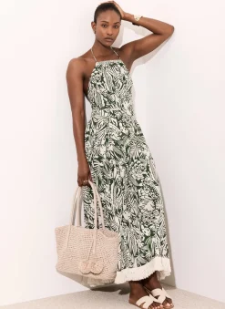Printed Cotton Halterneck Maxi Dress Summer Dresses|Maxi Dresses
