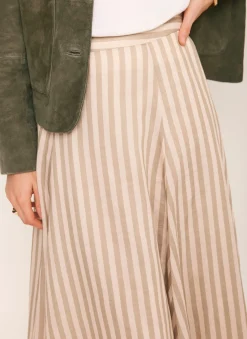 Clearance Green Striped A Line Midi Skirt Midi Skirts|Skirts