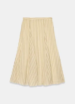 Clearance Green Striped A Line Midi Skirt Midi Skirts|Skirts