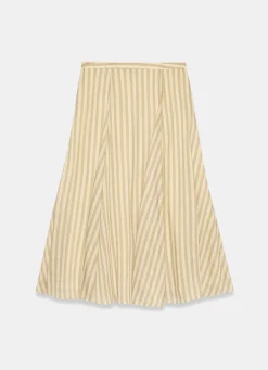 Clearance Green Striped A Line Midi Skirt Midi Skirts|Skirts