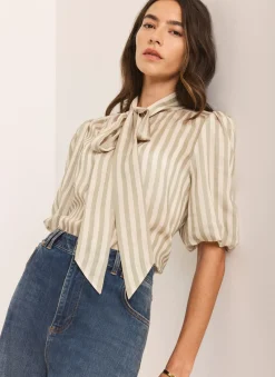 New Striped Puff Sleeve Blouse Shirts & Blouses