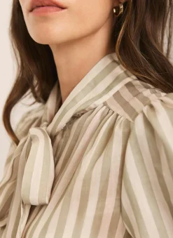 New Striped Puff Sleeve Blouse Shirts & Blouses