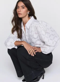 Diamond Striped Jacquard Shirt Shirts & Blouses