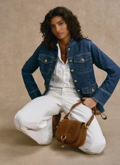 Hot Indigo Denim Military Jacket Jackets|Denim Jackets