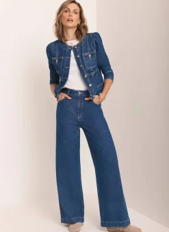 Discount Indigo Denim Plait Detail Wide Jeans Jeans|Wide Leg Jeans