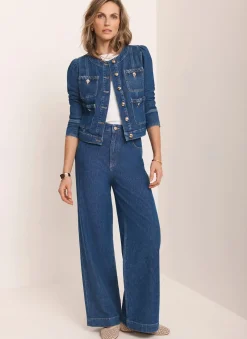 Discount Indigo Denim Plait Detail Wide Jeans Jeans|Wide Leg Jeans