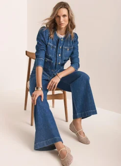 Discount Indigo Denim Plait Detail Wide Jeans Jeans|Wide Leg Jeans
