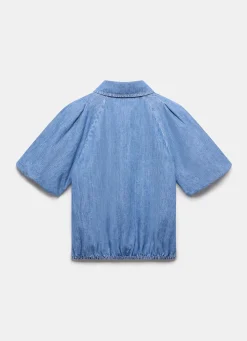 Online Indigo Denim Puff Sleeve Shirt Shirts & Blouses