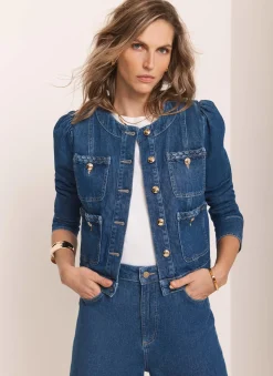 Clearance Indigo Plait Detail Denim Jacket Jackets|Denim Jackets