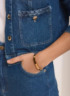 Clearance Indigo Plait Detail Denim Jacket Jackets|Denim Jackets