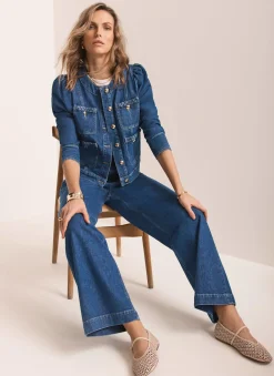 Clearance Indigo Plait Detail Denim Jacket Jackets|Denim Jackets