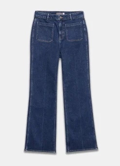 Best Indigo Relaxed Straight Patch Pocket Jeans Flared Jeans